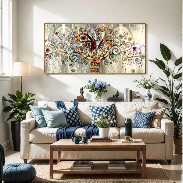 Wall Art Abstract Art Paintings Tree of Life Posters Prints Landscape Picture Colorful Modern Canvas Painting for Living Room Bedroom Office Large Decor 20"x40" with Framed - Image 22