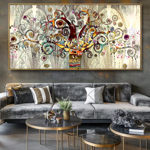 Wall Art Abstract Art Paintings Tree of Life Posters Prints Landscape Picture Colorful Modern Canvas Painting for Living Room Bedroom Office Large Decor 20"x40" with Framed - Image 42