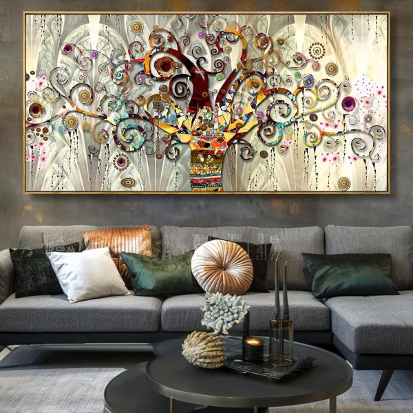 Wall Art Abstract Art Paintings Tree of Life Posters Prints Landscape Picture Colorful Modern Canvas Painting for Living Room Bedroom Office Large Decor 20"x40" with Framed - Image 43