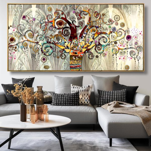 Wall Art Abstract Art Paintings Tree of Life Posters Prints Landscape Picture Colorful Modern Canvas Painting for Living Room Bedroom Office Large Decor 20"x40" with Framed - Image 47
